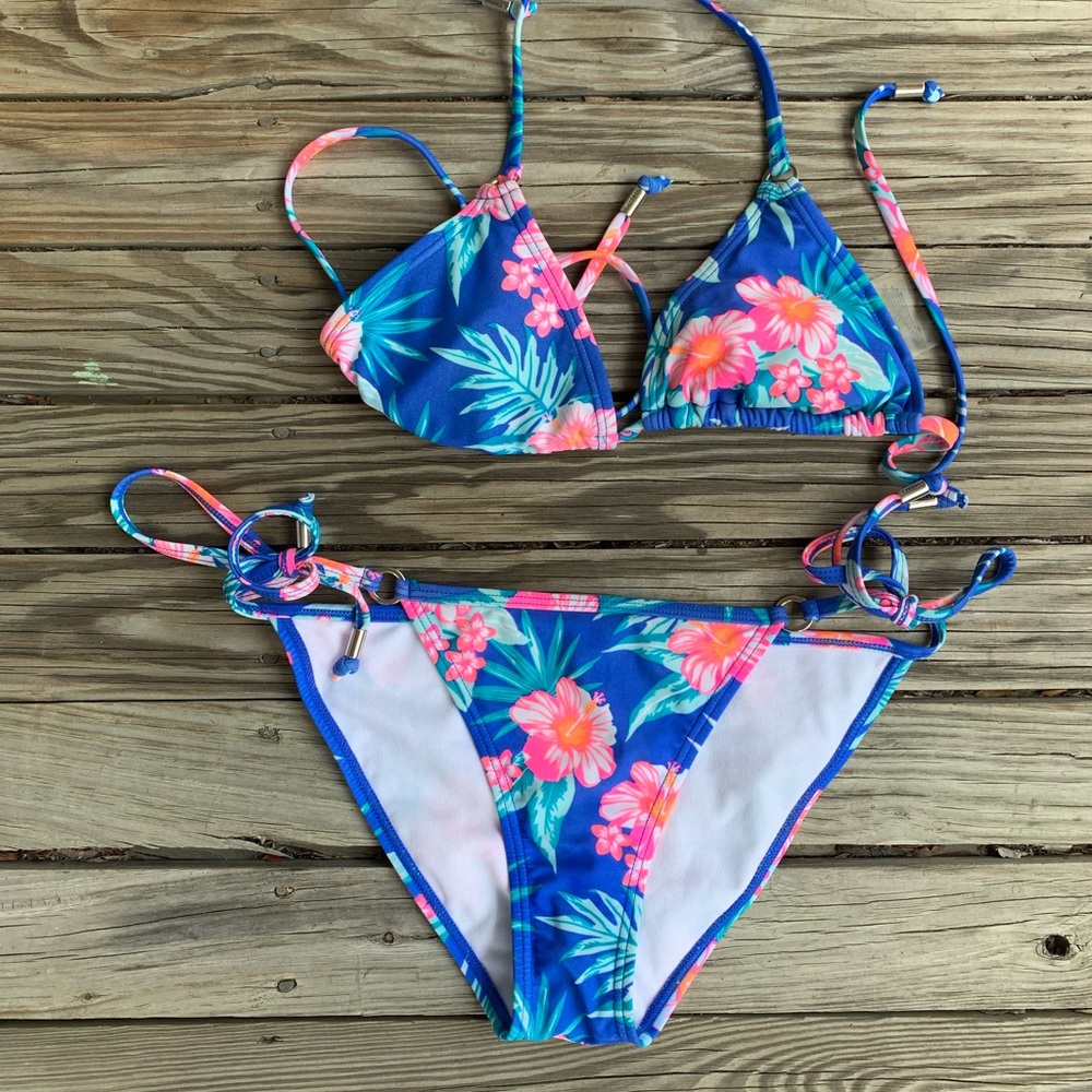 Express tropical floral string bikini